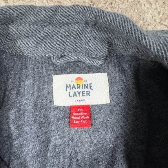 Marine Layer Size Large Toph Camping Shirt Grey Shacket Pockets Lined Button Up - Picture 4 of 7
